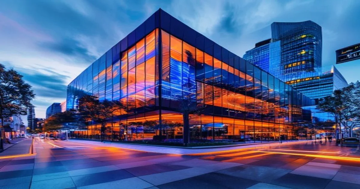 Edificio FMA Austria astratto con licenza crypto che si dissolve — BitcoinMarket Inchiesta Bitget MiCA
